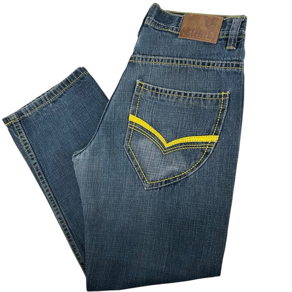 Vintage y2k Men's Clench Baggy Skater Punk Blue Denim Jeans 34x32 act(32x29)